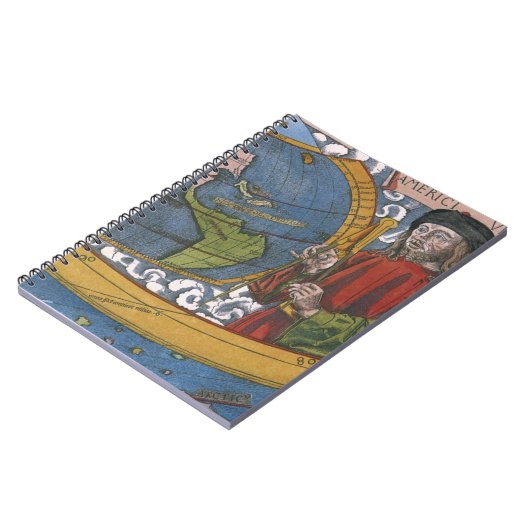 探検家アメリゴ・ヴェスプッチとのアメリカの地図 ノートブック (左側)