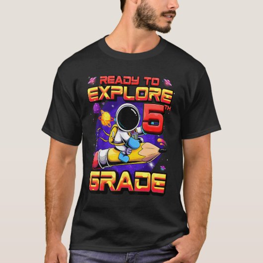 探検準備完了!5年生の宇宙飛行士、学校へ戻ろう Tシャツ (正面)