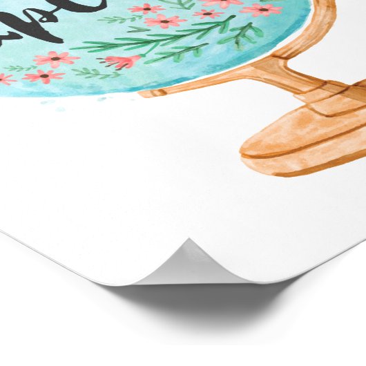 探索する | World Globeフローラ水彩旅行アート ポスター (角)