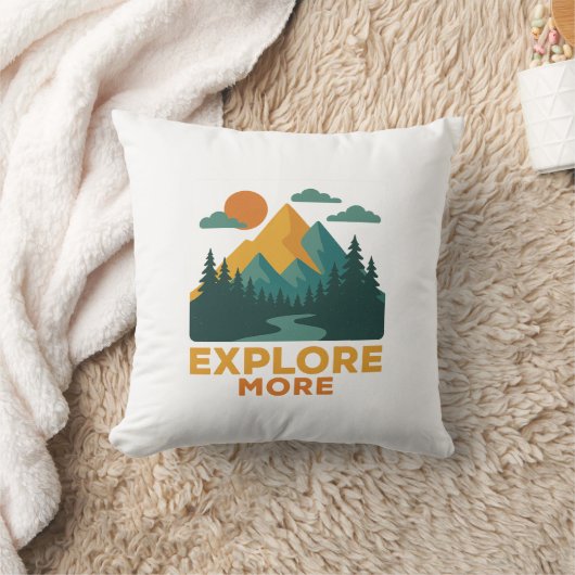 探索の詳細 – レトロマウンテン&フォレストアドベンチャー クッション (ブランケット)