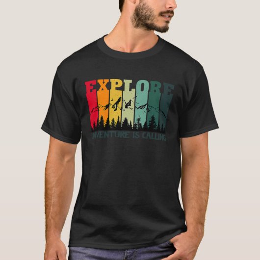 探索アドベンチャーズコールマウンテンレトロヴィンタグ Tシャツ (正面)