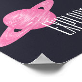 探索宇宙サターンイラストレーションピンクネイビーブルー ポスター (角)