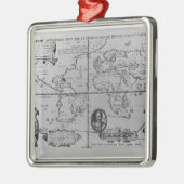 探険を詳しく述べる世界地図 メタルオーナメント (左)