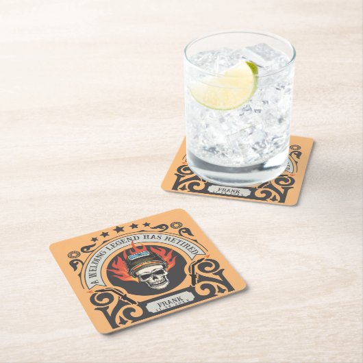 接カスタム退職した手凡例の名前を追加 スクエアペーパーコースター (インサイチュ)