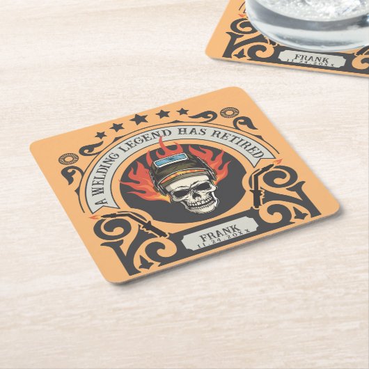 接カスタム退職した手凡例の名前を追加 スクエアペーパーコースター (アングル)