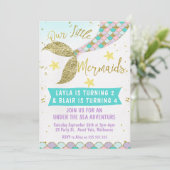 接合箇所または双生児の人魚の尾誕生日の招待 招待状 (スタンド正面)