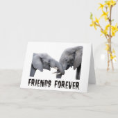 接吻する永久に友人象の/抱き締めること カード (黄色い花)