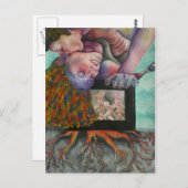 接吻はがき付きの女性 ポストカード (正面/裏面)