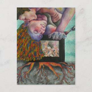 接吻はがき付きの女性 ポストカード