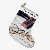 接眼レンズそしてゴム印が付いている元帳 ラージクリスマスストッキング (正面 (吊り時))