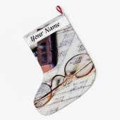 接眼レンズそしてゴム印が付いている元帳 ラージクリスマスストッキング (裏面 (吊り時))