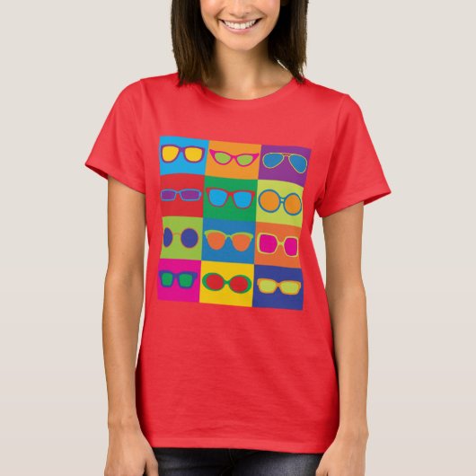 接眼レンズのチェッカーボード Tシャツ (正面)