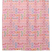 接眼レンズのレトロのモダンなヒップスターのピンクのギンガムガラス シャワーカーテン (正面)