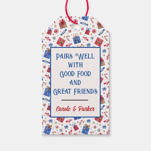 接種ラベル用クリスマスホリデーボトル ギフトタグ (正面)