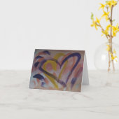 接続されたハートのメッセージカード-紫色および黄色 カード (黄色い花)