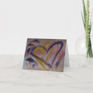 接続されたハートのメッセージカード-紫色および黄色 カード