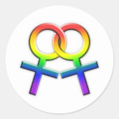 接続された虹の女性の記号のステッカー02 ラウンドシール (正面)