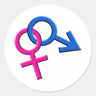 接続された雄と雌の記号シール003 ラウンドシール