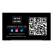 接続するにはスキャンしてQRコードをフォローしてください 黒と白 マグネット名刺 (正面)