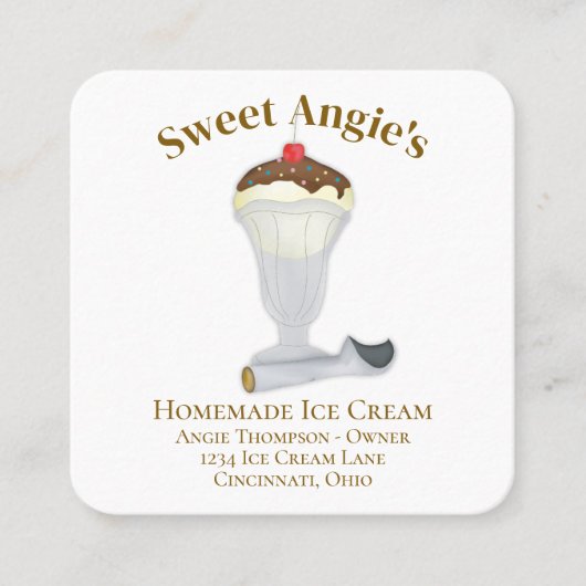 接続する | QRコードシンプルベーカリーアイスクリーム スクエア名刺 (正面)