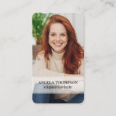 接続する | QRコードシンプルモダンフォトブルー 名刺 (正面)