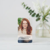 接続する | QRコードシンプルモダンフォトブルー 名刺 (スタンド正面)