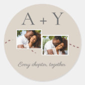 接続イニシャルとストーリーライン ラウンドシール (正面)