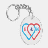 接続ハート。文字は次の通りカスタマイズだ キーホルダー (正面左)