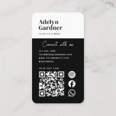 接続白黒モノグラムQRコードソーシャルメディア 名刺 (裏面)