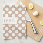 接線の背景の上の白い水玉模様 キッチンタオル (四つ折り)