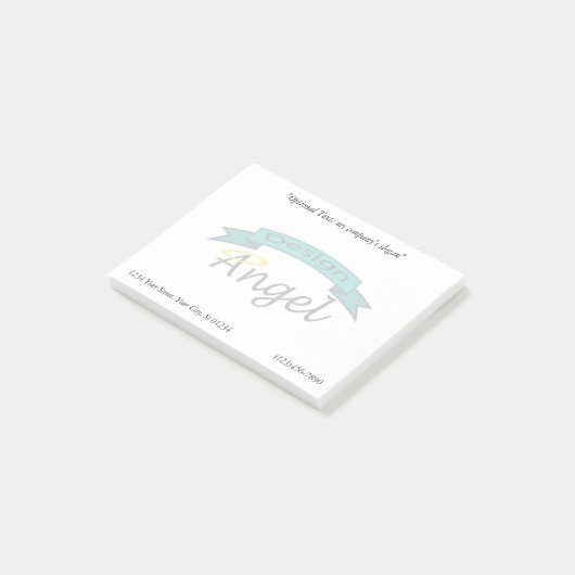 接触情報が付いている透かしと決め付けられるカスタムなロゴ ポストイット (アングル)