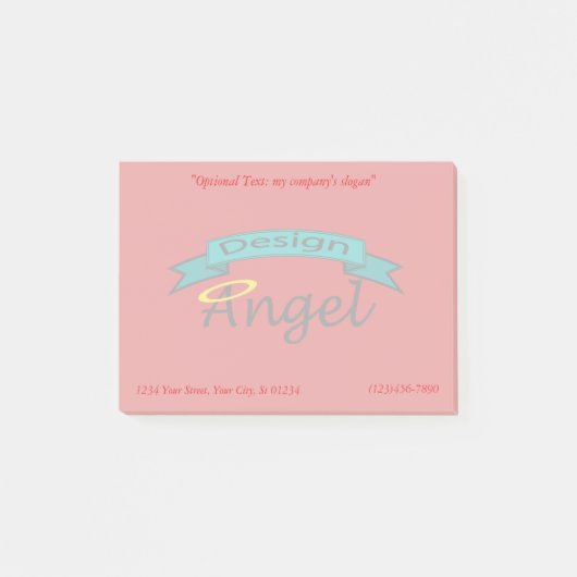 接触情報が付いている透かしと決め付けられる赤いロゴ ポストイット (正面)