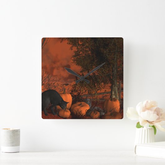 接近のハロウィン スクエア壁時計 (ホーム)