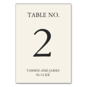 控えめなエレガンステーブル番号カードクリーム テーブルナンバー (裏面)