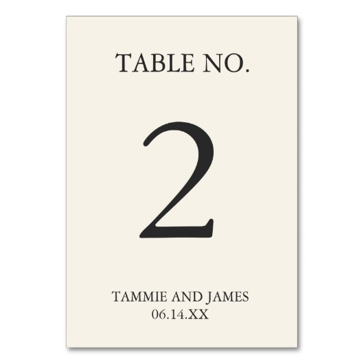 控えめなエレガンステーブル番号カードクリーム テーブルナンバー (正面)
