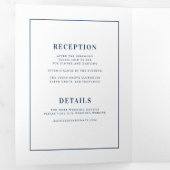 控えめなエレガンスネイビーブルーオールインワン結婚ズ 三つ折り招待状 (内部最初)