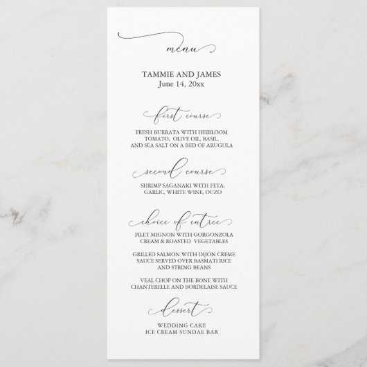 控えめなエレガンス結婚のメニュー メニュー (正面)
