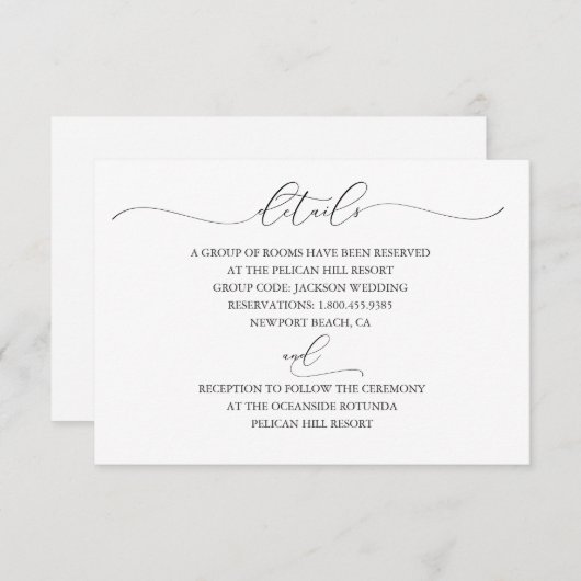 控えめなエレガンス結婚の詳細カード エンクロージャーカード (正面/裏面)