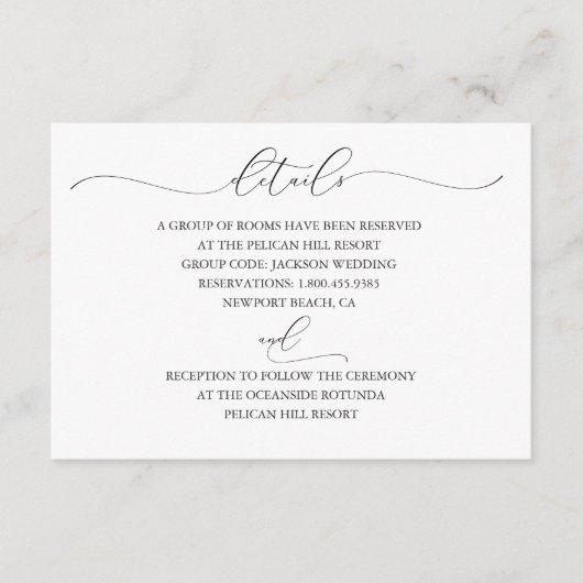 控えめなエレガンス結婚の詳細カード エンクロージャーカード (正面)