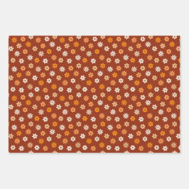 控えめなディティフローラブラウンハッピー感謝祭 ラッピングペーパーシート