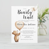 控えめなベビーシャワー招待状 We Can Bearly Wait 招待状 (スタンド正面)