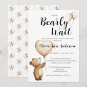 控えめなベビーシャワー招待状 We Can Bearly Wait 招待状 (正面/裏面)