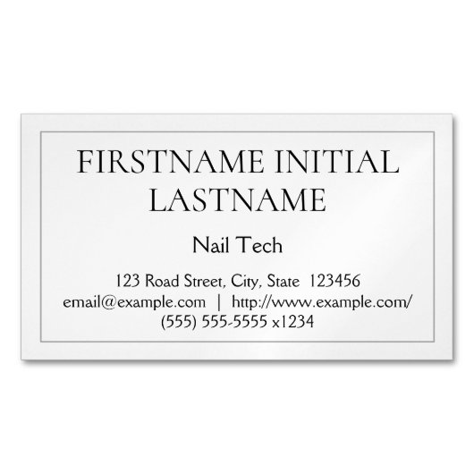 控えめな爪、 ネイルテック磁気ビジネスカード マグネット名刺 (正面)