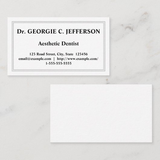 控えめな美的歯科医の名刺 名刺 (正面/裏面)