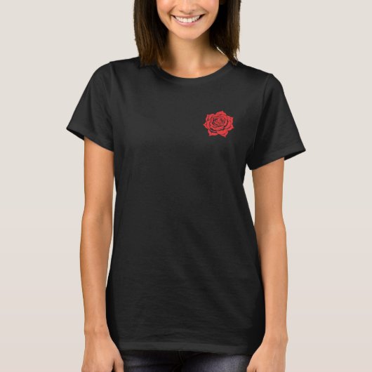 控えめな花開き – シンプルなバラのデザインTシャツ Tシャツ (正面)