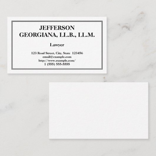 控えめに述べられた弁護士の名刺 名刺 (正面/裏面)