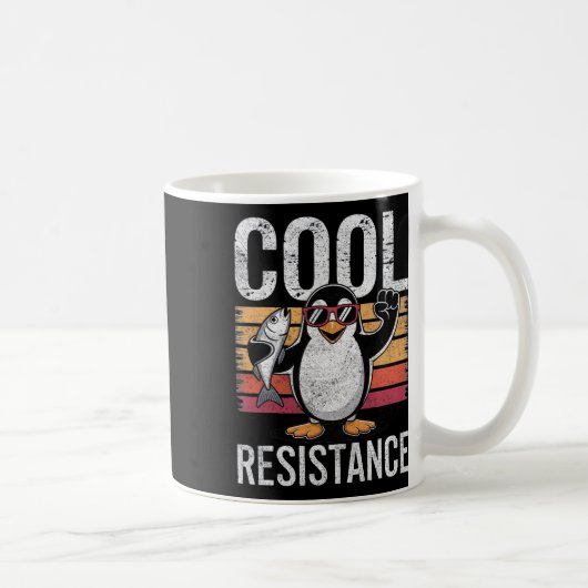 控えめクールレジスタンスペンギン関税抗議アンチ コーヒーマグカップ (右)