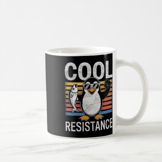 控えめクールレジスタンスペンギン関税抗議アンチ コーヒーマグカップ (右)