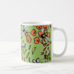 控え目な《昆虫》マルハナバチの花壇のマグ コーヒーマグカップ