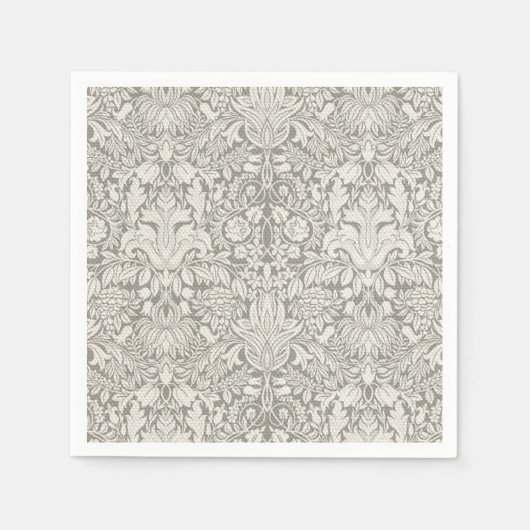 控伝統的えフォーマルなホワイトダマスク スタンダードカクテルナプキン (正面)
